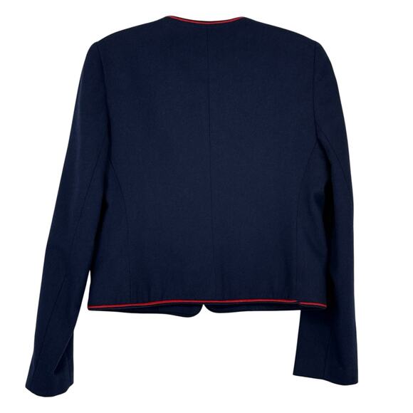 Vintage Navy Red Glen Aire Wool Feel Blazer Sz 9/10 Preppy Y2K 90s Old Money - Picture 2 of 15
